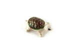 Vintage Beige Porcelain Turtle Figurine with Green & Brown Shell