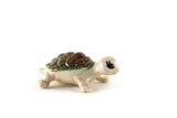 Vintage Beige Porcelain Turtle Figurine with Green & Brown Shell
