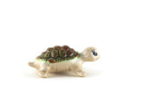 Vintage Beige Porcelain Turtle Figurine with Green & Brown Shell