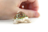 Vintage Beige Porcelain Turtle Figurine with Green & Brown Shell