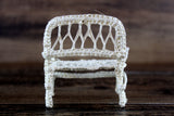 Vintage 1:12 Miniature Dollhouse Beige Wicker Bench