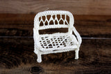 Vintage 1:12 Miniature Dollhouse Beige Wicker Bench