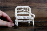 Vintage 1:12 Miniature Dollhouse Beige Wicker Bench