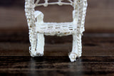 Vintage 1:12 Miniature Dollhouse Beige Wicker Rocking Chair