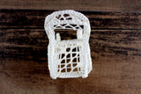 Vintage 1:12 Miniature Dollhouse Beige Wicker Rocking Chair
