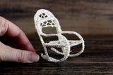 Vintage 1:12 Miniature Dollhouse Beige Wicker Rocking Chair