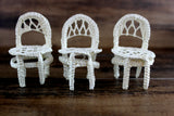 Vintage 1:12 Miniature Dollhouse Beige Wicker Table & 3 Chair Set
