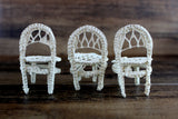 Vintage 1:12 Miniature Dollhouse Beige Wicker Table & 3 Chair Set