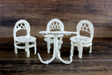Vintage 1:12 Miniature Dollhouse Beige Wicker Table & 3 Chair Set