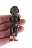 Vintage 1:12 Dollhouse Rubber Black Girl Daughter Figurine with White Socks & Red Shoes