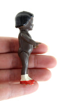 Vintage 1:12 Dollhouse Rubber Black Girl Daughter Figurine with White Socks & Red Shoes
