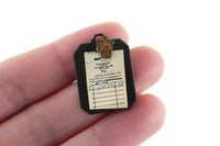 Vintage 1:12 Miniature Dollhouse Black Metal Clipboard & Invoice