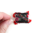 Vintage 1:12 Miniature Dollhouse Black & Red Floral Embroidered Throw Pillow