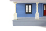 Vintage 1:48 Quarter Scale Miniature Dollhouse Blue Decorated House with 5 Rooms