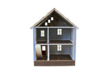 Vintage 1:48 Quarter Scale Miniature Dollhouse Blue Decorated House with 5 Rooms