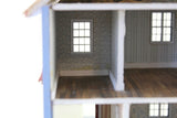 Vintage 1:48 Quarter Scale Miniature Dollhouse Blue Decorated House with 5 Rooms