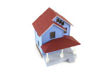 Vintage 1:48 Quarter Scale Miniature Dollhouse Blue Decorated House with 5 Rooms