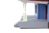Vintage 1:48 Quarter Scale Miniature Dollhouse Blue Decorated House with 5 Rooms