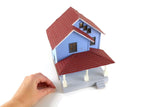 Vintage 1:48 Quarter Scale Miniature Dollhouse Blue Decorated House with 5 Rooms