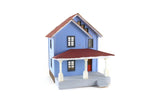 Vintage 1:48 Quarter Scale Miniature Dollhouse Blue Decorated House with 5 Rooms