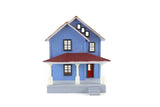 Vintage 1:48 Quarter Scale Miniature Dollhouse Blue Decorated House with 5 Rooms