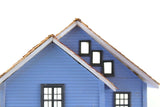 Vintage 1:48 Quarter Scale Miniature Dollhouse Blue Decorated House with 5 Rooms