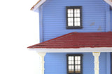Vintage 1:48 Quarter Scale Miniature Dollhouse Blue Decorated House with 5 Rooms