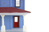 Vintage 1:48 Quarter Scale Miniature Dollhouse Blue Decorated House with 5 Rooms