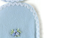Vintage 1:12 Miniature Dollhouse Blue & White Floral Bath Mat Set