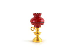 Vintage 1:12 Miniature Dollhouse Red Metal & Brass Oil Lamp