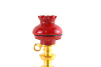 Vintage 1:12 Miniature Dollhouse Red Metal & Brass Oil Lamp