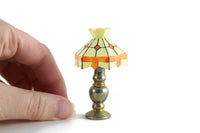 Vintage Miniature Dollhouse Stained Glass Table Lamp