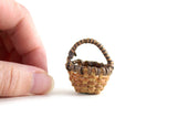 Vintage 1:12 Miniature Dollhouse Wicker Basket with Handle