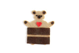 Vintage 1:12 Miniature Dollhouse Brown Felt Teddy Bear Wall Hanging