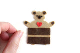 Vintage 1:12 Miniature Dollhouse Brown Felt Teddy Bear Wall Hanging