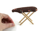 Vintage 1:12 Miniature Dollhouse Brown Floral & Wood Ironing Board