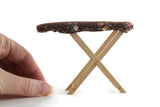 Vintage 1:12 Miniature Dollhouse Brown Floral & Wood Ironing Board