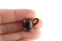 Vintage 1:12 Miniature Dollhouse Brown Glazed Terracotta Ceramic Mug or Vase