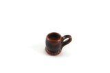 Vintage 1:12 Miniature Dollhouse Brown Glazed Terracotta Ceramic Mug or Vase