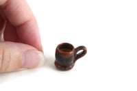 Vintage 1:12 Miniature Dollhouse Brown Glazed Terracotta Ceramic Mug or Vase