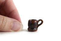 Vintage 1:12 Miniature Dollhouse Brown Glazed Terracotta Ceramic Mug or Vase