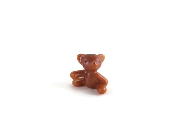 Vintage 1:12 Miniature Dollhouse Brown Plastic Teddy Bear