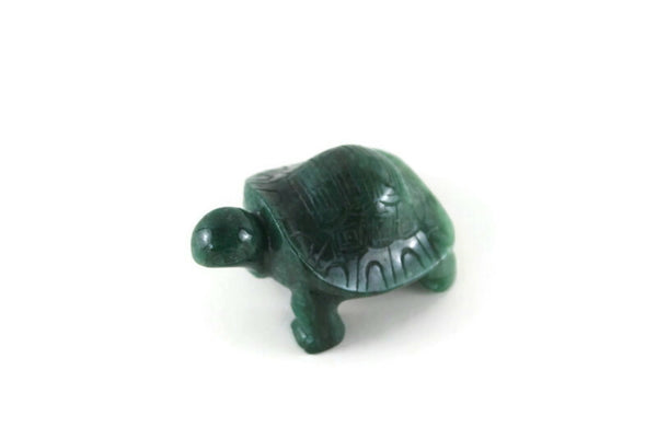Vintage Carved Green Malachite Aventurine Turtle Figurine