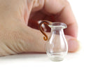Vintage 1:12 Miniature Dollhouse Clear & Brown Glass Pitcher
