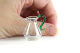Vintage 1:12 Miniature Dollhouse Clear & Green Glass Pitcher
