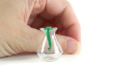 Vintage 1:12 Miniature Dollhouse Clear & Green Glass Pitcher