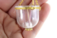 Vintage 1:12 Miniature Dollhouse Gold & Clear Candle Pendant with Pink Candles