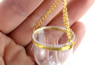 Vintage 1:12 Miniature Dollhouse Gold & Clear Candle Pendant with Pink Candles