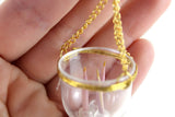 Vintage 1:12 Miniature Dollhouse Gold & Clear Candle Pendant with Pink Candles