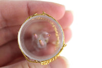 Vintage 1:12 Miniature Dollhouse Gold & Clear Candle Pendant with Pink Candles